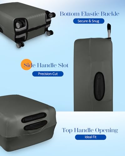 Slohif Luggage Cover for Suitcase Tsa Approved Protector - Gray Luggage Sleeve Large Suit Case Cover Travel Stretch Baggage Case Protective Washable Fit 21-23 Inch - size: S-(21-23) Inch, style: Gray