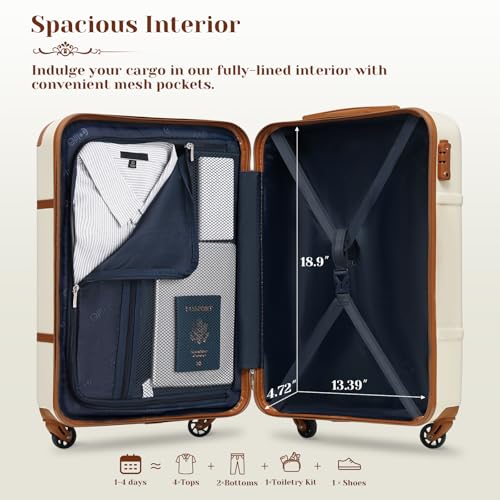 Coolife Luggage Set, PC Hardside, TSA Lock, 3-Piece, Navy(DB/TB/20) - color: Navy, size: 3 Piece Set (DB/TB/20)