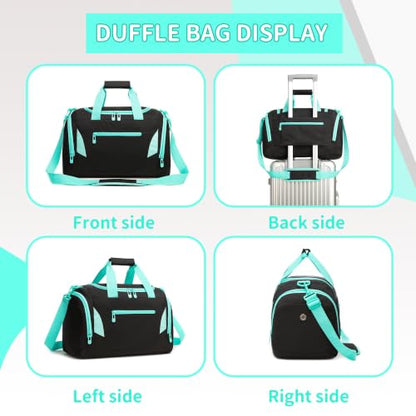 Small Kids Duffle Bag Mini Duffle Bag Kids Travel Bags with Shoe Compartment Toddler Overnight Weekender Carry On for Preschool Daycare,Christmas and Birthday Gift for Boys Girls - color: Black Green