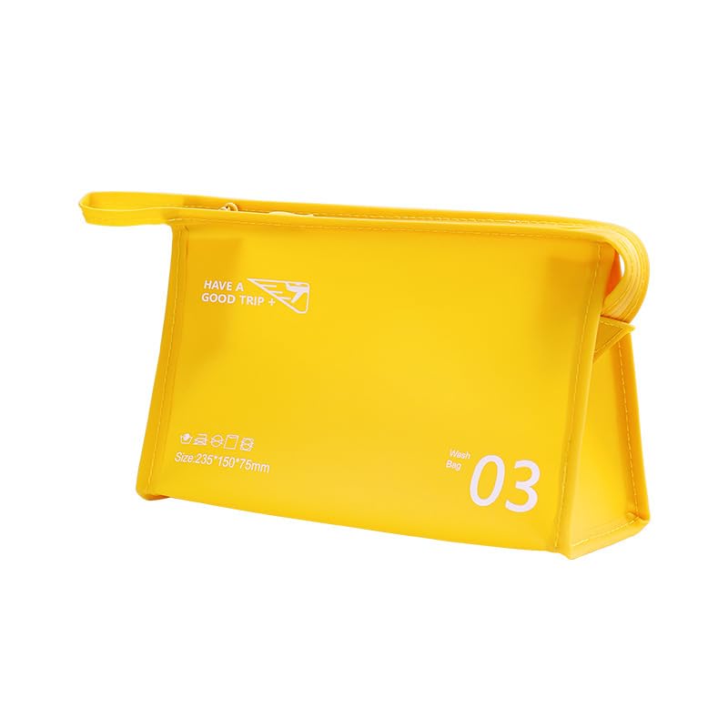 Waterproof Travel Toiletry Bag, Cosmetic Organizer with Handy Handle, Large Capacity for Makeup & Toiletries, Jelly-Grade PVC Material Horizontal Style - color: Yellow1