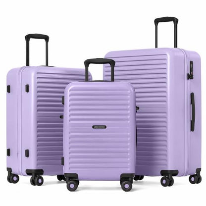LONG VACATION Luggage Sets, 3 Piece, Durable Suitcase with Spinner Wheels - color: Lavender, size: 3 Piece Set (20in/24in/28in)