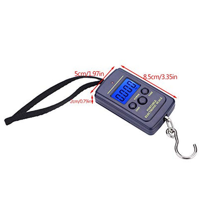 Digital Fish Scale, 88lb/40kg Luggage Scale Portable Plastic Electric Digital Hanging Scale with Hook, Fish Weighing Scales with LCD Display