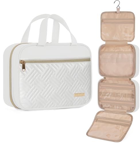Hanging Travel Toiletry Bag Women & Men Water Resistant Makeup Bag - color: White, size: Medium