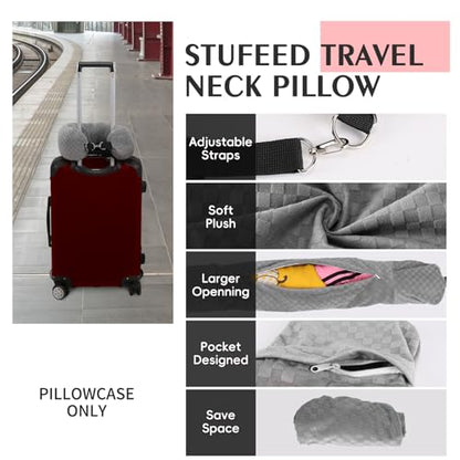 Stuffable Neck Pillow for Travel, Packable Neck Pillow (Grey-Checkerboard) - color: Grey-checkerboard
