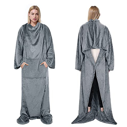 Catalonia Classic Wearable TV Blanket, Super Soft Warm Cozy Body Blanket, Reversible Lightweight Fuzzy Lounging Blanket