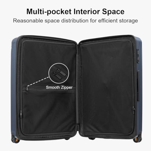 LEVEL8 Checked Luggage Expandable Large Suitcase 28 Inch Hardshell,Blue - color: Blue, size: Checked 28 Inch - Expandable