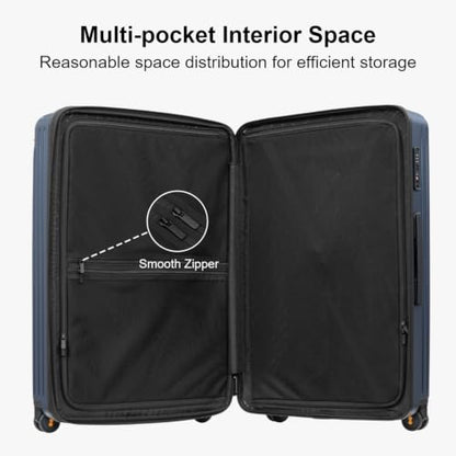LEVEL8 Checked Luggage Expandable Large Suitcase 28 Inch Hardshell,Blue - color: Blue, size: Checked 28 Inch - Expandable