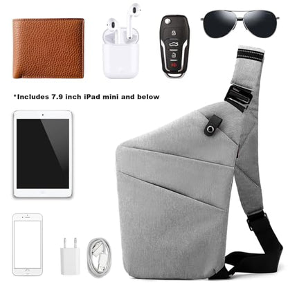 Anti Theft Travel Bag Sling Cross-body Bag Large Capacity - color: Grey, style: Right Shoulder