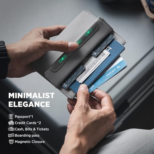 VULKIT RFID Passport Holder Slim Design Pocket Fitted Passport Cover Magnetic Closure, Single Passport Design - color: Grey