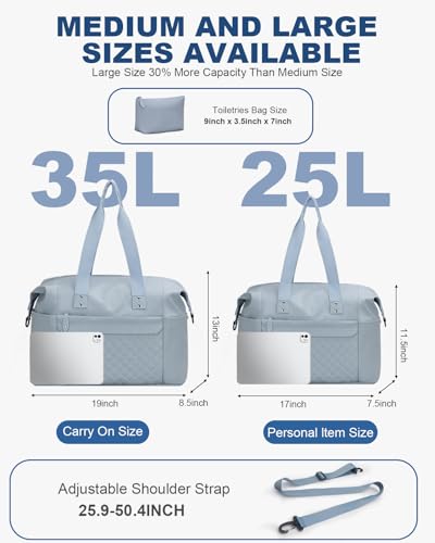 Pritent Travel Duffle Bag, Weekender Overnight Personal Item Carry On Bag - color: Blue, size: Medium