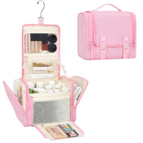 TANTO Hanging Toiletry Bag for Women, Travel Makeup Bag Water Resistant - color: Pink