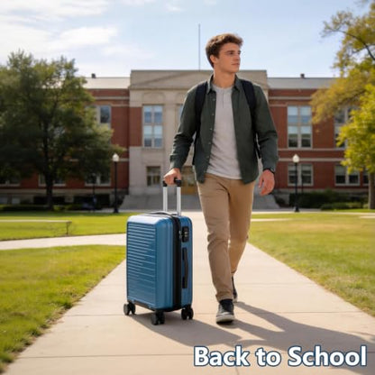 OUZZO Carry On Luggage with Spinner Wheels 20 Inch PC Expandable Hardshell Suitcases Lightweight Travel Luggage TSA Lock Business Trip (grey, carry on 20") - color: blue, size: 1 Piece-20" (Carry On)