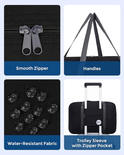 WANDF Personal Item Travel Bag, Carry On Duffle Bag Women - color: Black