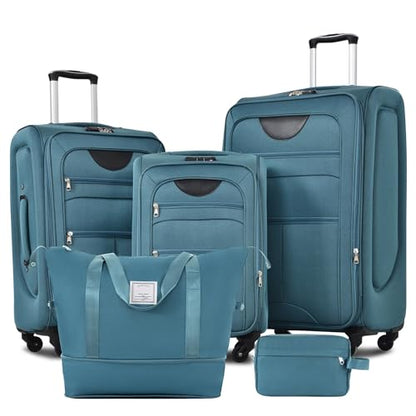 Softside Luggage Set 22/26/30", Expandable, TSA Lock, Spinner, Duffel(Green) - color: Green