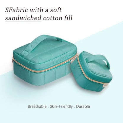 KarSyon Travel Jewelry Case Organizer Boxes with 10 Velvet Zipper Pouches - color: Teal, size: Large