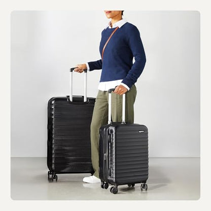 Amazon Basics 2-Piece Hardside Luggage Set (21" Carry-on, 30"), Expandable Suitcases with Spinner Wheels, Scratch-Resistant Surface, Black - color: Black, size: 2-Piece Set