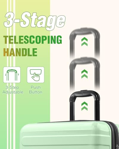Checked Luggage, Expandable 24 Inch Hard Shell Suitcase with Spinner Wheels TSA Lock, Lightweight Travel Checked Suitcases - color: Mint, size: 24inch