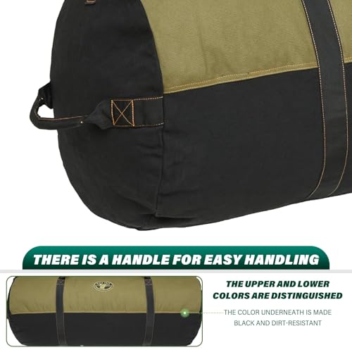 Gilbins Heavyweight Duffle Bag Super Tough Heavy Duty Cotton Canvas Duffel Bag -Great for Camping, Travel, Hiking - size: XL 36" x 20"