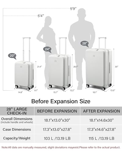 Hanke 28 Inch Expandable Checked Luggage, Large Trunk Luggage - color: Interstellar Blue, size: Expandable 28 Inch