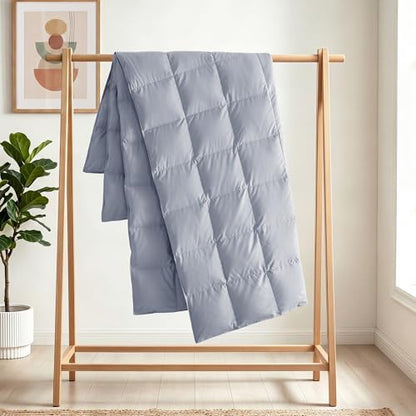 Joysoul Down Throw Blankets, Lightweight Feather Down Throw for Indoor and Outdoor Duvet Insert, Camping, Travel, Couch, Soft Throw Medium Warm, Lazy Grey(50" x 70") - color: Lazy Grey