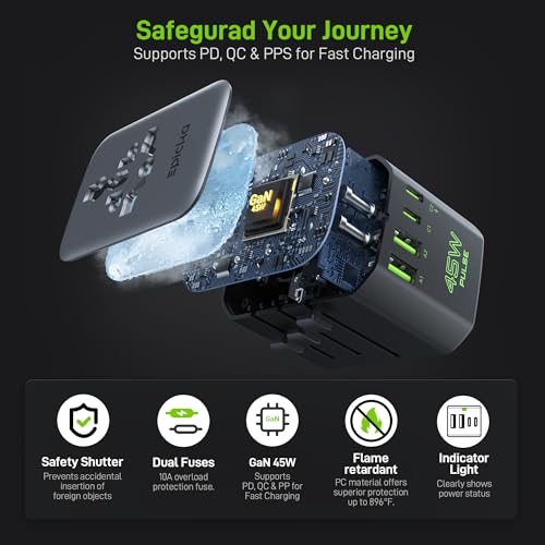 Epicka Pulse Duo 45W Universal Travel Adapter PD/QC 3.0, 2AC/2USB-C/2USB-A - style: Pulse Duo 45W Black