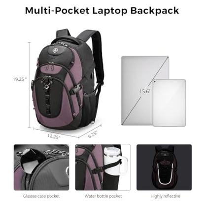 Swissdigital Design Laptop Backpack with USB Charging Port, Travel Backpack Fits 15.6 inches Computer, 31L College School Backpack for Women, Light Purple/Black | SD803-85 - color: Light Purple/Black