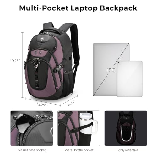 Swissdigital Design Laptop Backpack for Men with USB Charging Port SD803-85 - color: Light Purple/Black