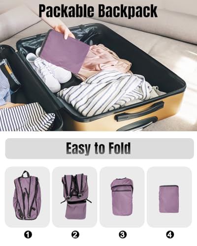 Small Foldable Hiking Backpack for Women Men, 15L Ultralight Collapsible Daypack for Traveling Outdoor Daily, Purple - color: Purple