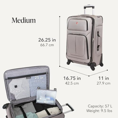 SwissGear Sion Softside Expandable Roller Luggage, Pewter, 3-Piece Set (21/25/29) - color: Pewter, size: 3-Piece Set (Carry-On/Medium/Large)