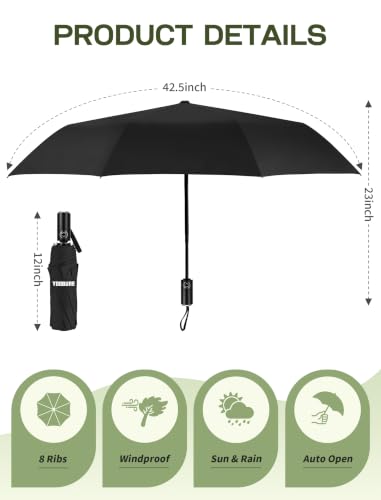 Yoobure Compact Travel Umbrella, Windproof Automatic Folding UV Sun & Rain - color: Star