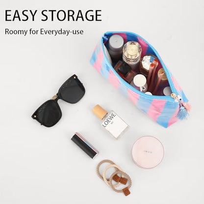 DYSHAYEN Striped Makeup Bag, Blue-Pink - color: Blue-Pink