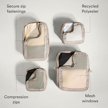 Antler Compression Packing Cubes for Travel, Set of 4, Taupe - color: Taupe