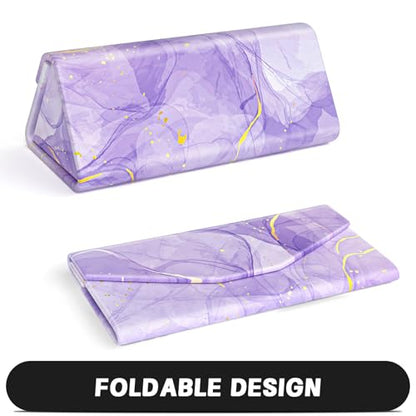 Sunglasses Case, Foldable Glasses Case, Magnetic Hard Shell Folding Holder - color: Dream Purple, style: 2 Pcs