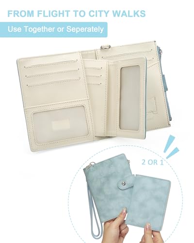 Passport Holder for Travel, Rfid Passport Wallet with Zipper - color: Coastal Tides
