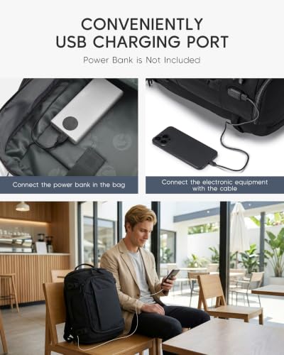 Expandable 40x30x20 cm Travel Bag Carry On Backpack | USB Charging Port Shoe Wet Compartment Personal Item Underseat for Men Women Grey - color: Grey