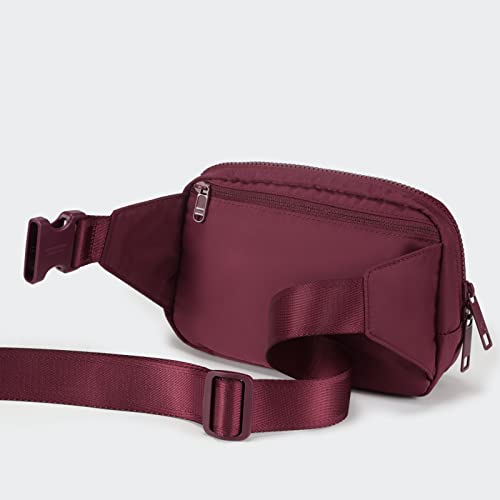 Pander Belt Bag Large 2L, Nylon Fanny Pack Purse for Women and Men with Adjustable Strap - color: Red Merlot