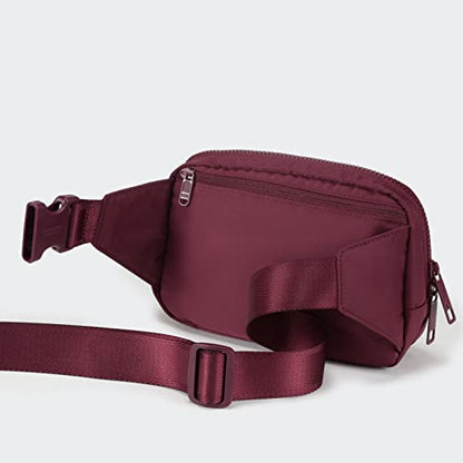 Pander Belt Bag Large 2L, Nylon Fanny Pack Purse for Women and Men with Adjustable Strap - color: Red Merlot