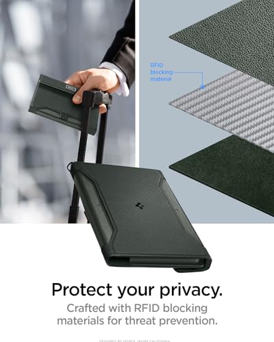 Spigen Life Passport Card Cover Holder, RFID Blocking - color: Military Green