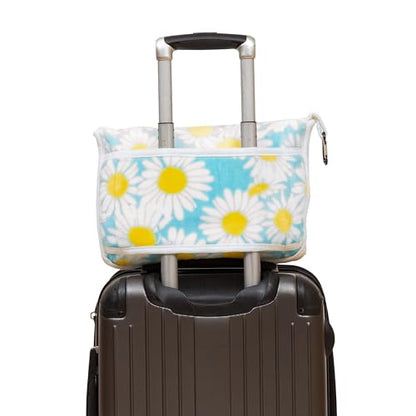 Carstens, Inc. Travel Blanket, Premium Compact 2-in-1 Airplane Blanket/Pillow, Blue Daisy Floral - color: Blue Daisy Floral