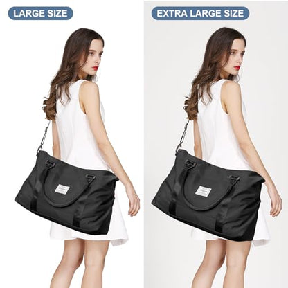 Travel Duffel Bag, Carry On Overnight Weekender Bags for Women - color: A1-Black, style: Extra Large Travel Bag