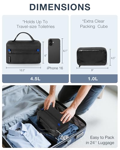 Marscamd Toiletry Bag with Travel Cube, Mens Versatile Organizer, Black