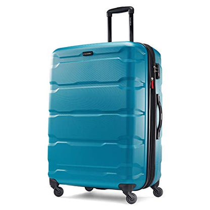 Samsonite Omni PC Hardside Expandable Luggage with Spinner Wheels, Caribbean Blue, Checked-Large 28-Inch - color: Caribbean Blue, size: Checked-Large 28-Inch