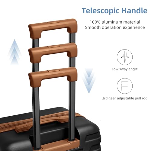 LARVENDER Luggage Sets 6 Piece Expandable Suitcases with Wheels, Black | Smooth 360° Double Wheels, TSA-approved lock, Lightweight ABS Hardshell, Family Travel, 6-Piece Set, 18/20/24/28/DB/TB - color: Classic Black, size: Hardside-6 Piece Set