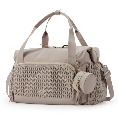 mommore Diaper Bag Tote Large Travel Baby Bag with Pacifier Case - color: Brown Taupe