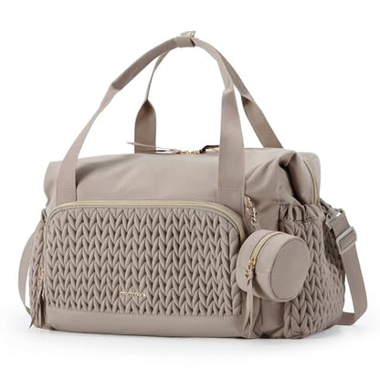 mommore Diaper Bag Tote Large Travel Baby Bag with Pacifier Case - color: Brown Taupe