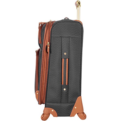 Steve Madden Luggage Midsize Softside 24" Expandable Suitcase With Spinner Wheels (24in, Global Black) - color: Global Black