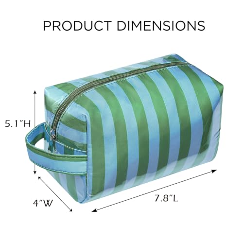 PVC Striped Clear Coated Waterproof Makeup Bag(15Green Blue) - color: 15Green Blue