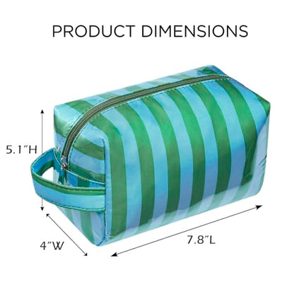 PVC Striped Clear Coated Waterproof Makeup Bag(15Green Blue) - color: 15Green Blue
