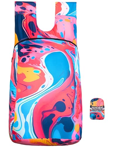 Nanobag Daypack 16L Ultralight Packable Foldable Travel Backpack for Hiking - color: Splash