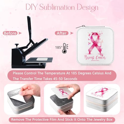 Tondiamo 6 Pcs Sublimation Travel Jewelry Case Small Jewelry Box, White
